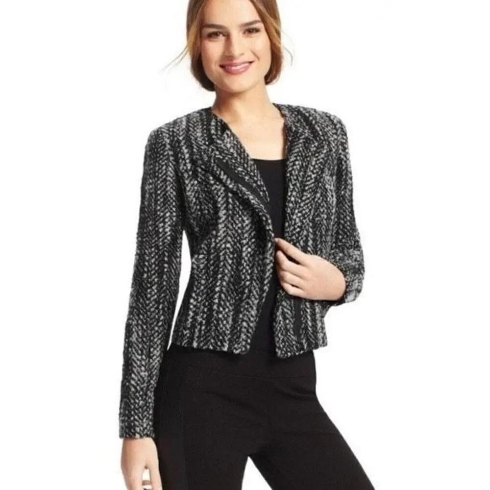 CAbi Osprey Wool Blend Tweed Moto Jacket Size 16 Career, Classic